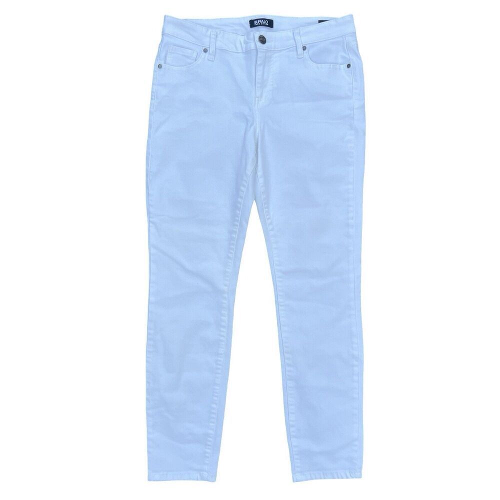 Buffalo David Bitton Women's Aubrey Mid-Rise White Stretch Ankle Skinny Jeans 30